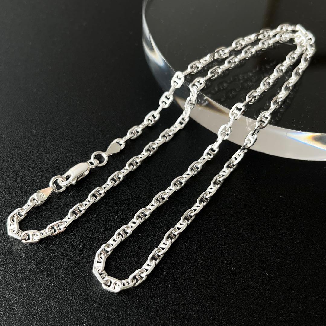 シルバー925 アンカーチェーン マリーナチェーン ネックレス 50cm3mm