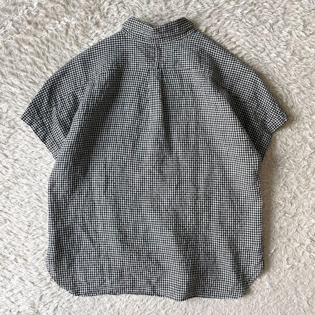 マーガレットハウエル 美品 リネンプルシャツ 2 ギンガムチェック