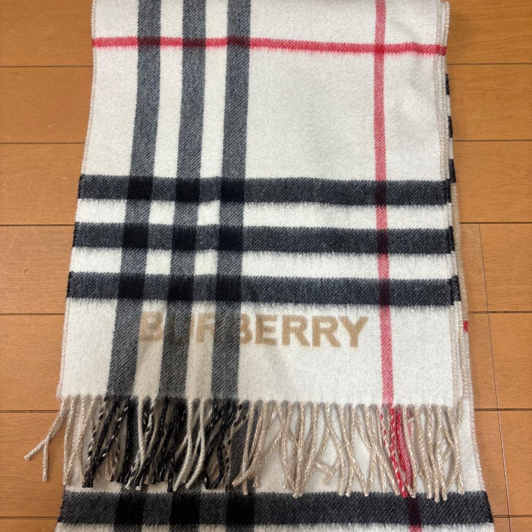 BURBERRY　コントラストチェックカシミアスカーフ