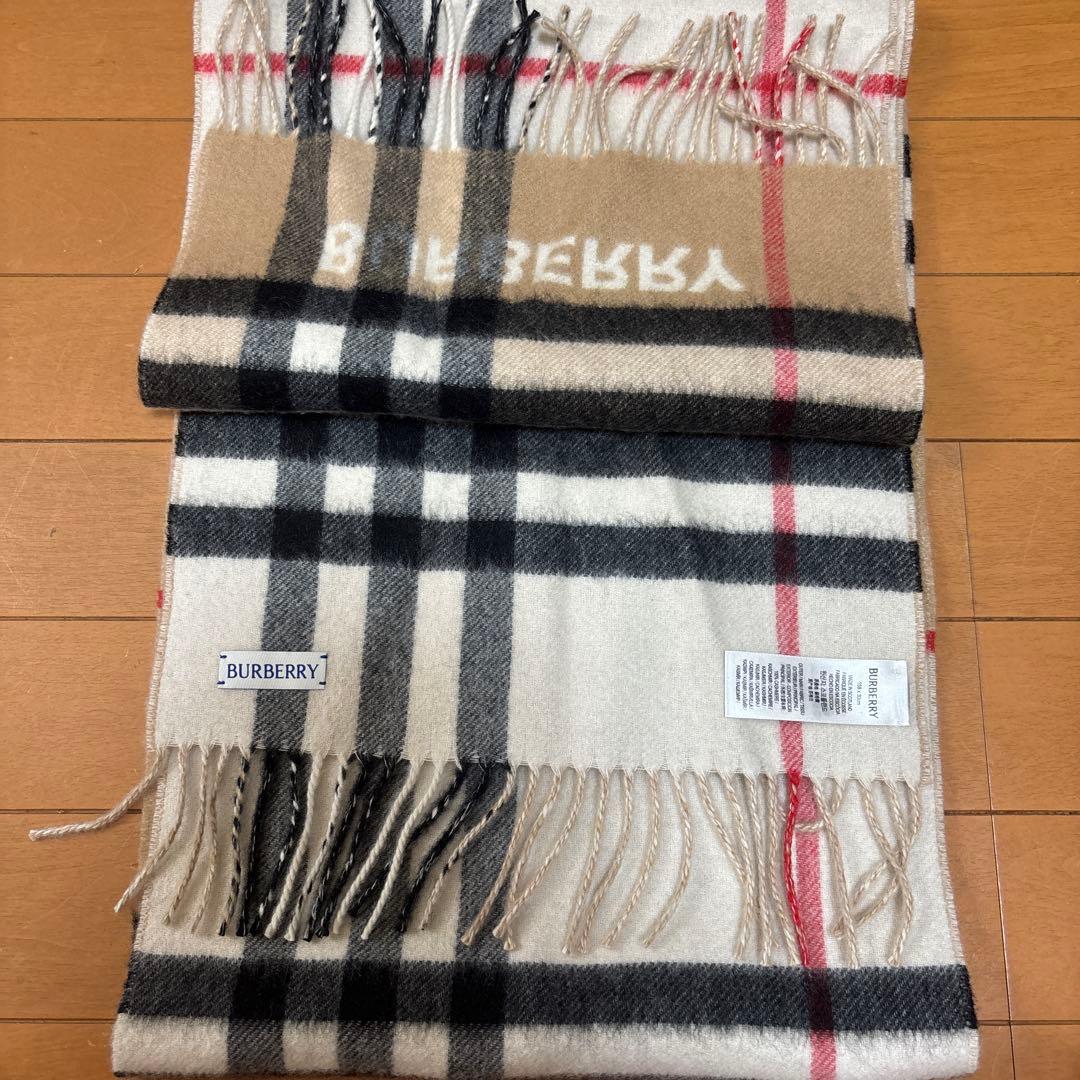 BURBERRY　コントラストチェックカシミアスカーフ