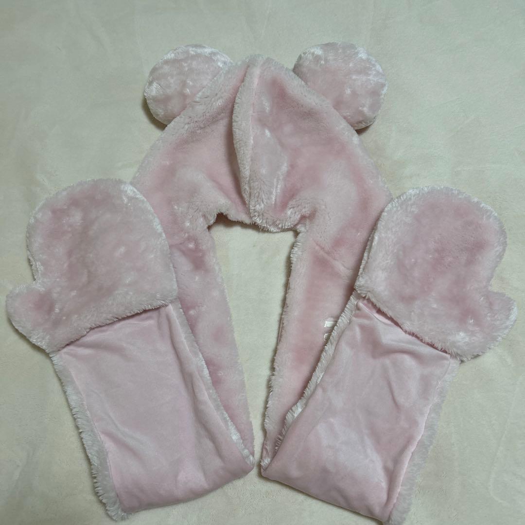 ディズニー マフラー 手袋 ミッキー ピンク マフラーキャップ
