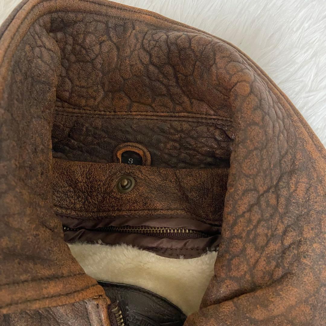 Wind Armor ラムレザー フライトジャケット ブラウン 短丈　S