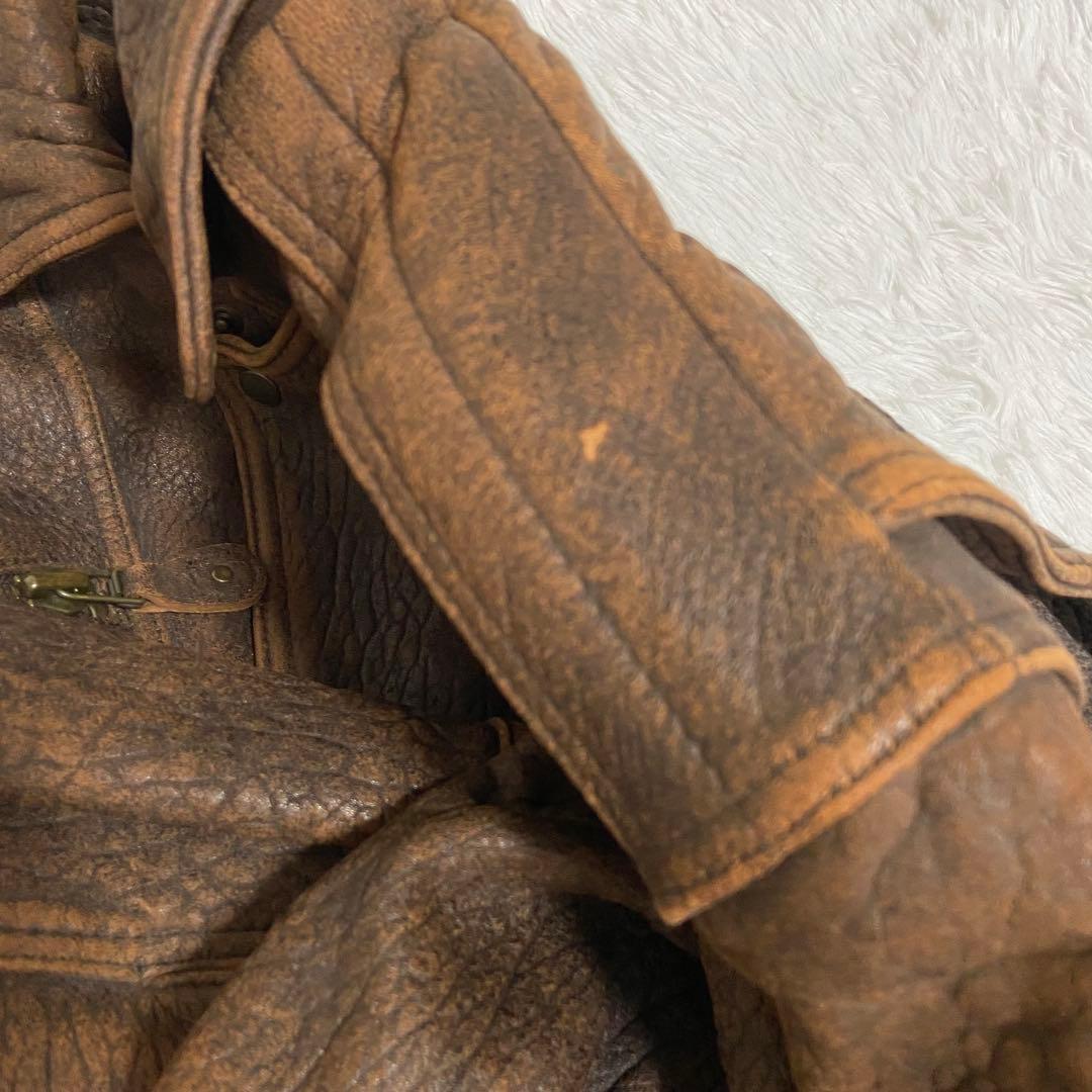 Wind Armor ラムレザー フライトジャケット ブラウン 短丈　S