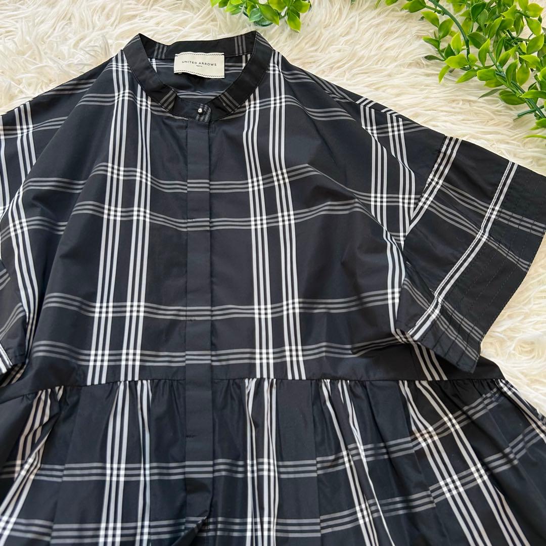 《美品》ユナイテッドアローズ タフタステッチ ペプラム ブラウス チェック