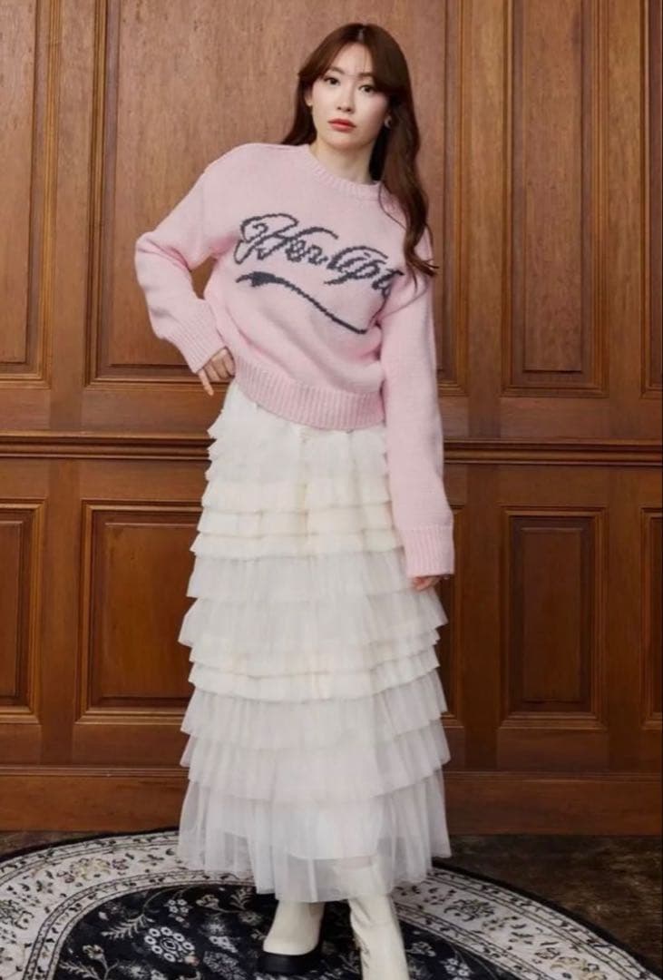 トップス Herlipto Loved one Logo Jacquard Knit M