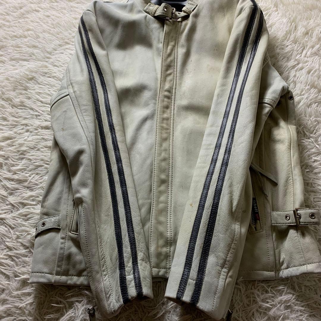 【米国製】schott クラシックレザー ホワイト L ライダースジャケット