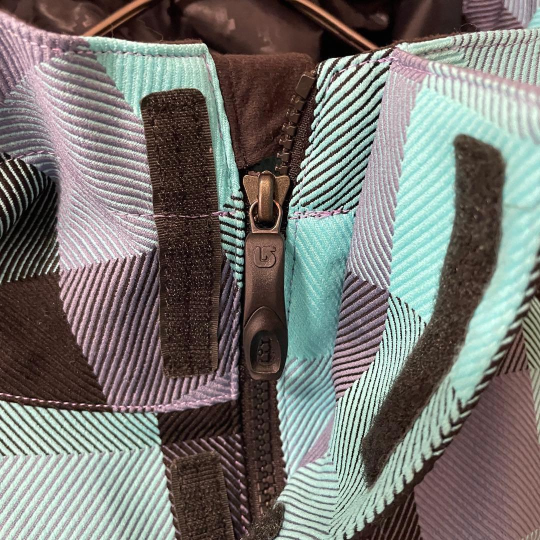 Burtonバートンスキーウェアスノーボードジャケットパーカーフード水色チェック