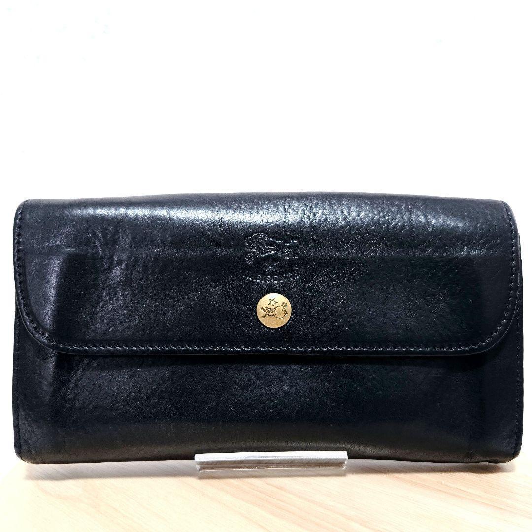 限定値下☆IL BISONTE イルビゾンテ 長財布 本革 黒 金ボタン 定番