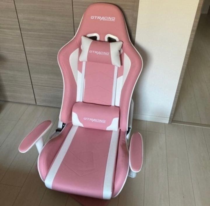 ☆引き取り限定☆GTRacingゲーミングチェア 座椅子 ピンク