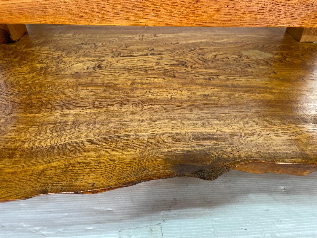 ケヤキ？ 一枚板 座卓 ローテーブル ちゃぶ台 天然木 無垢材 　12c01