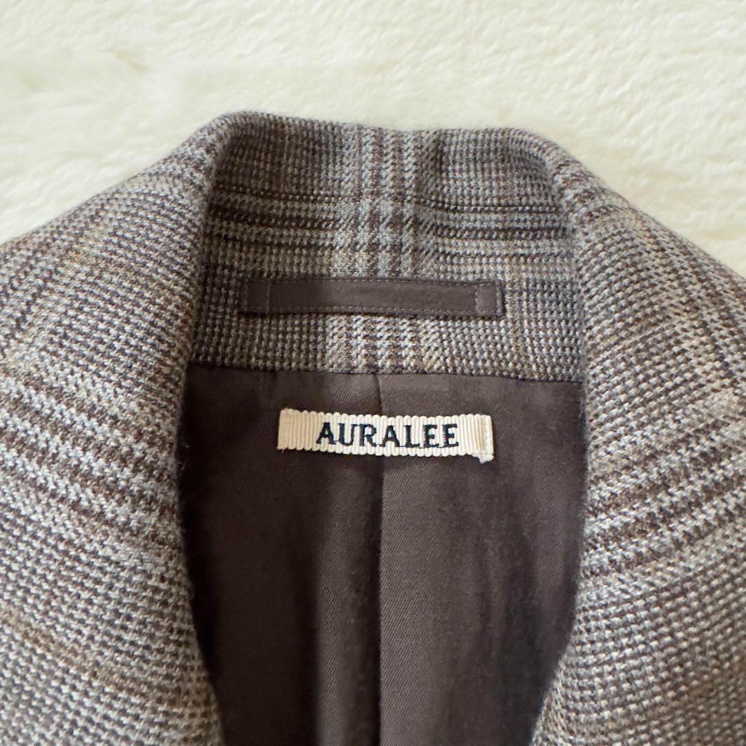 美品　AURALEE ダブルフェイス　チェック　ロングコート