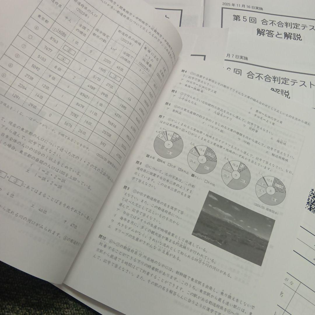 四谷大塚6年　合不合判定テスト全6回　2025年版　書込みほぼ無/解答用紙付