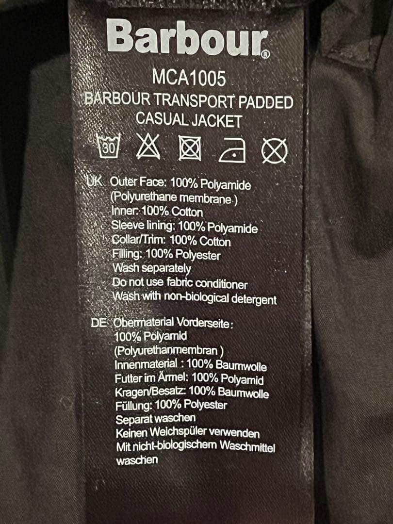 り美品Barbour padded transport jacket 38