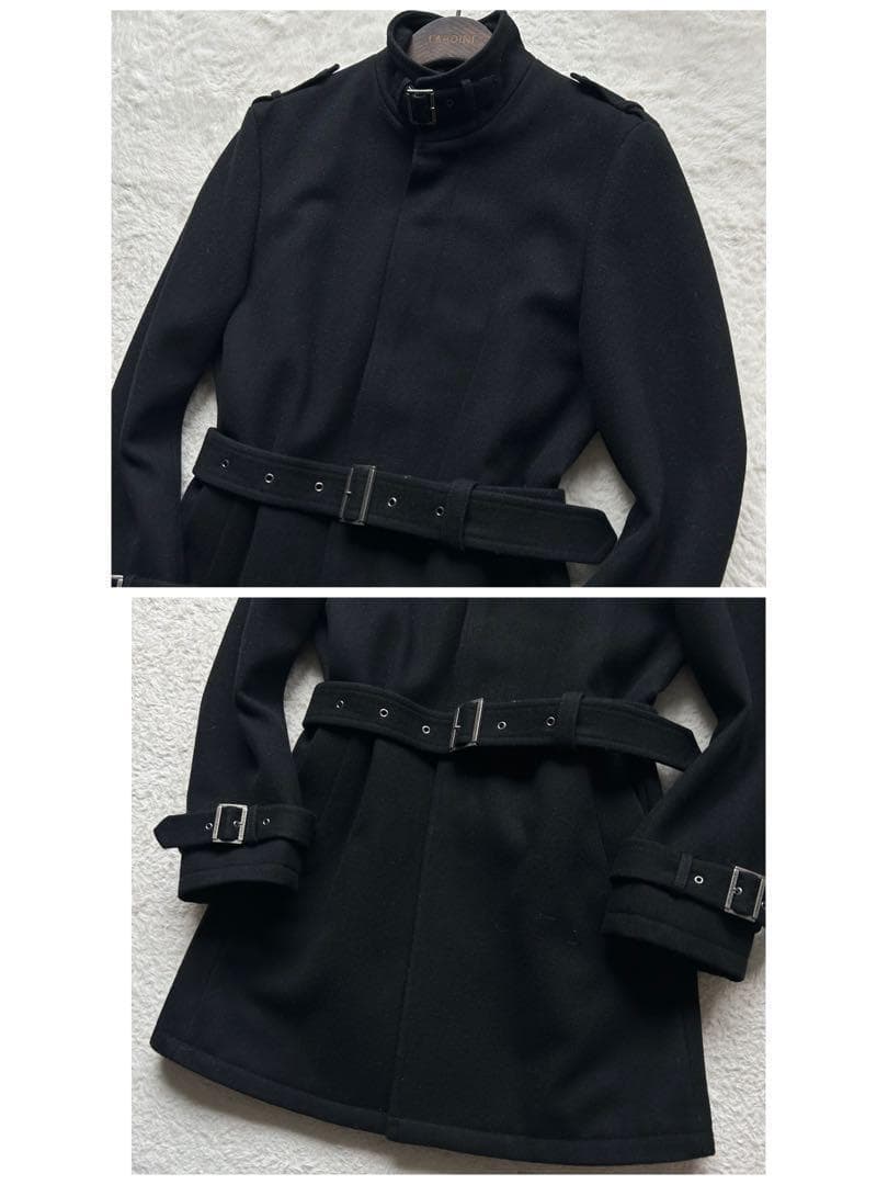 【美品】バーバリーブラックレーベル トレンチコート メルトン ノバチェック 黒