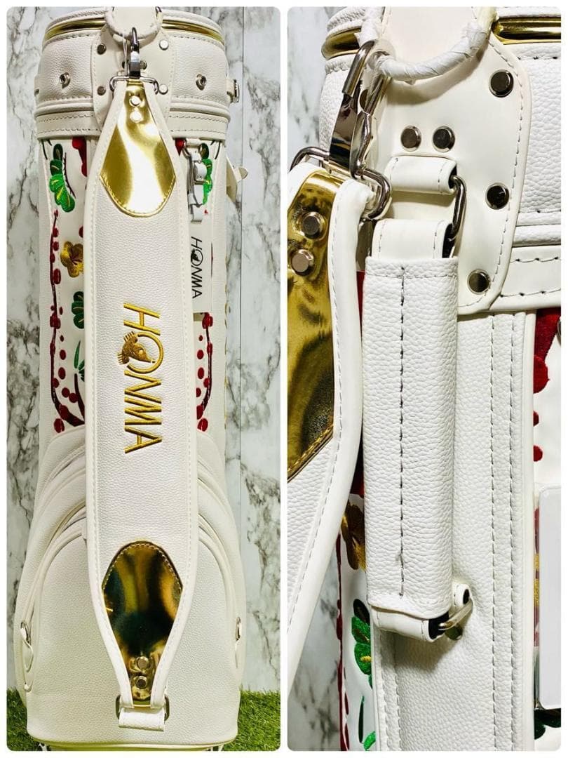 【新品未使用】最高級 ホンマ 会津絵 カート式 キャディバッグ ホワイト