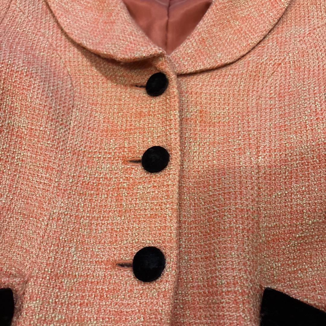 Jane Marple ジェーンマープル ツイードコート ベロアリボン ピンク