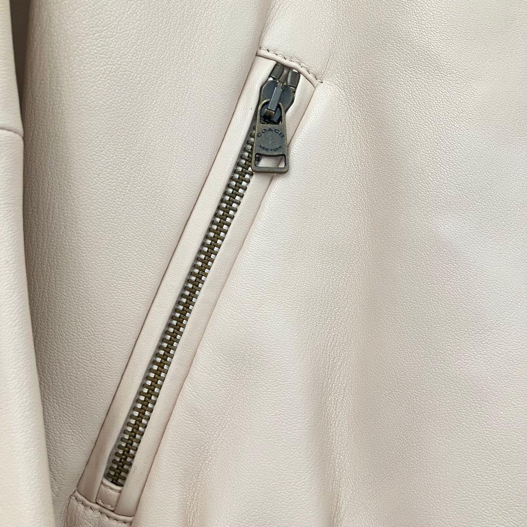 美品 COACH コーチ 本革 羊革 ラムレザージャケット スタンドカラー XS
