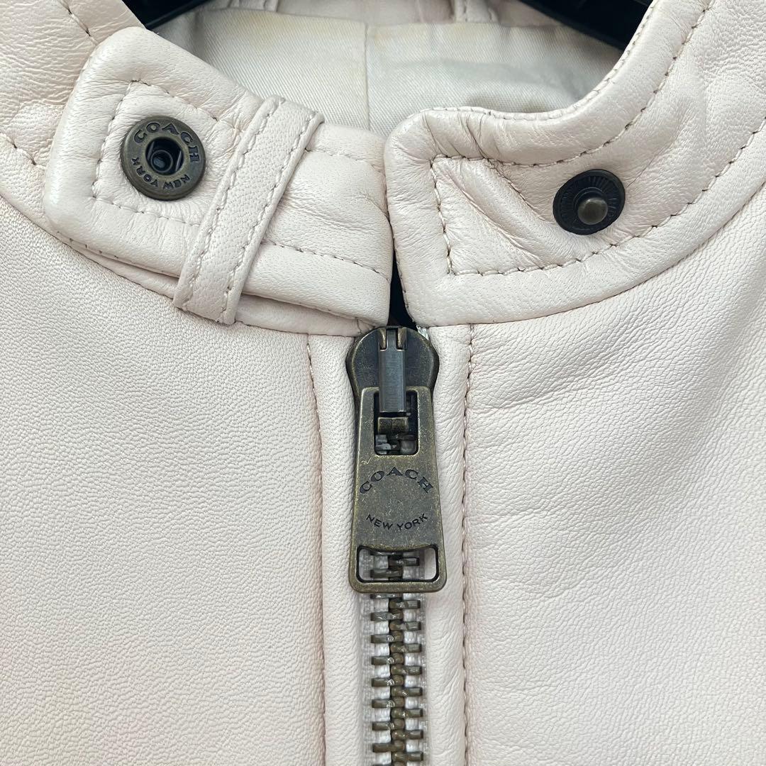 美品 COACH コーチ 本革 羊革 ラムレザージャケット スタンドカラー XS