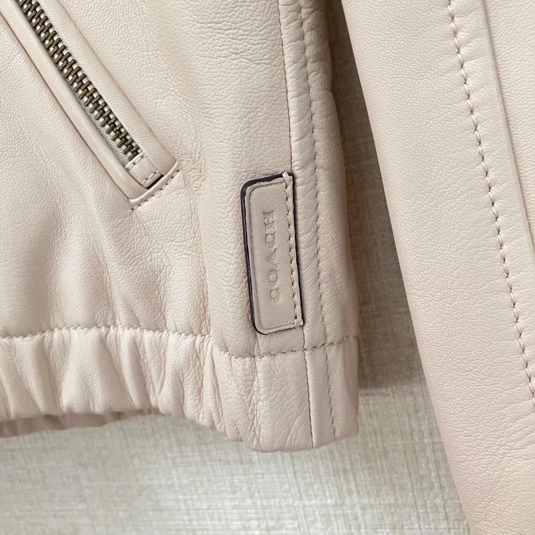 美品 COACH コーチ 本革 羊革 ラムレザージャケット スタンドカラー XS