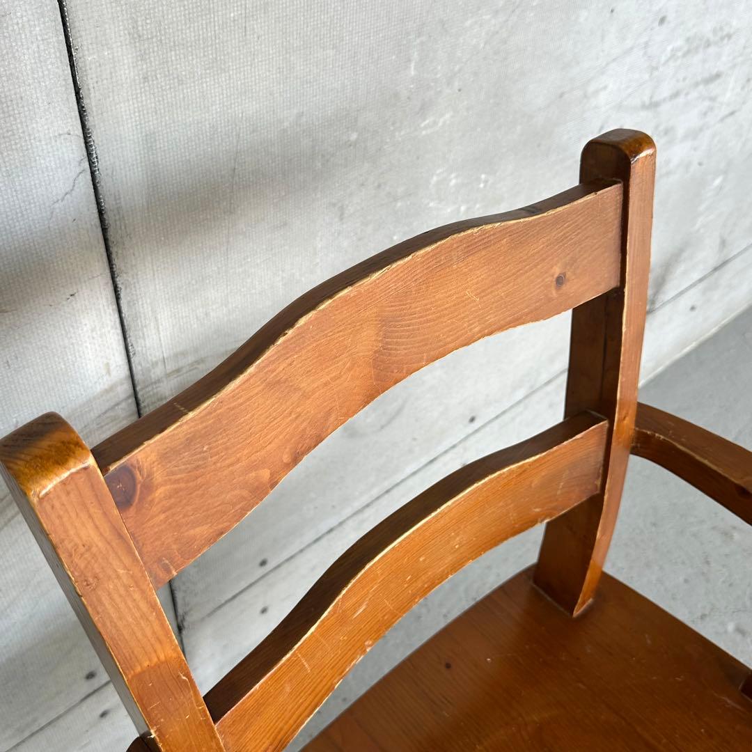 ✦昭和レトロ✦ 木製アームチェア｜無垢材 ヴィンテージ椅子 回転式 カフェ什器