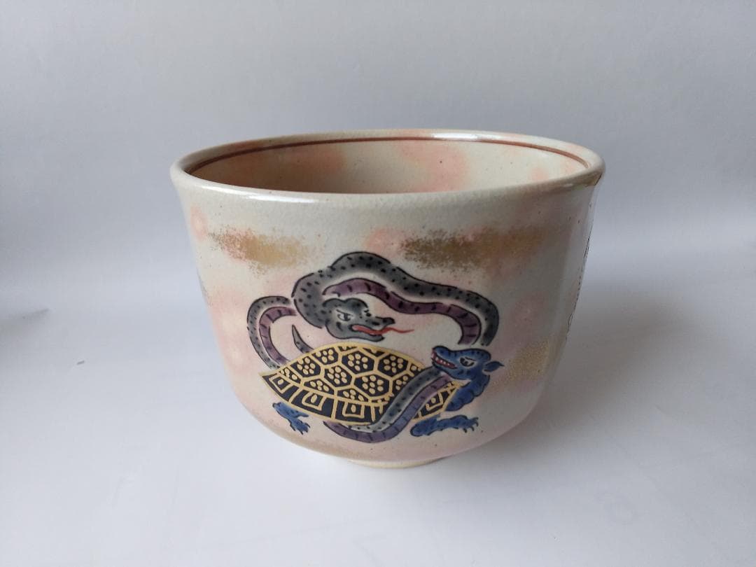 京焼 松香窯 加藤松香 作 乾山 四神 共箱 共布 茶道具 抹茶碗 新品 未使用