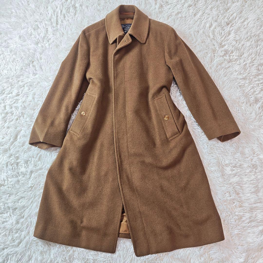 【希少】バーバリー 英国製 キャメルヘア ロングコート 茶　メンズL-XL