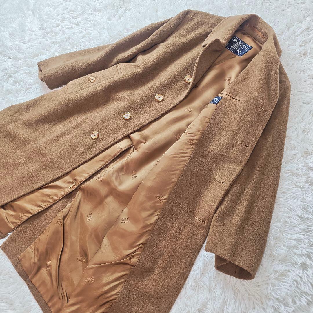【希少】バーバリー 英国製 キャメルヘア ロングコート 茶　メンズL-XL