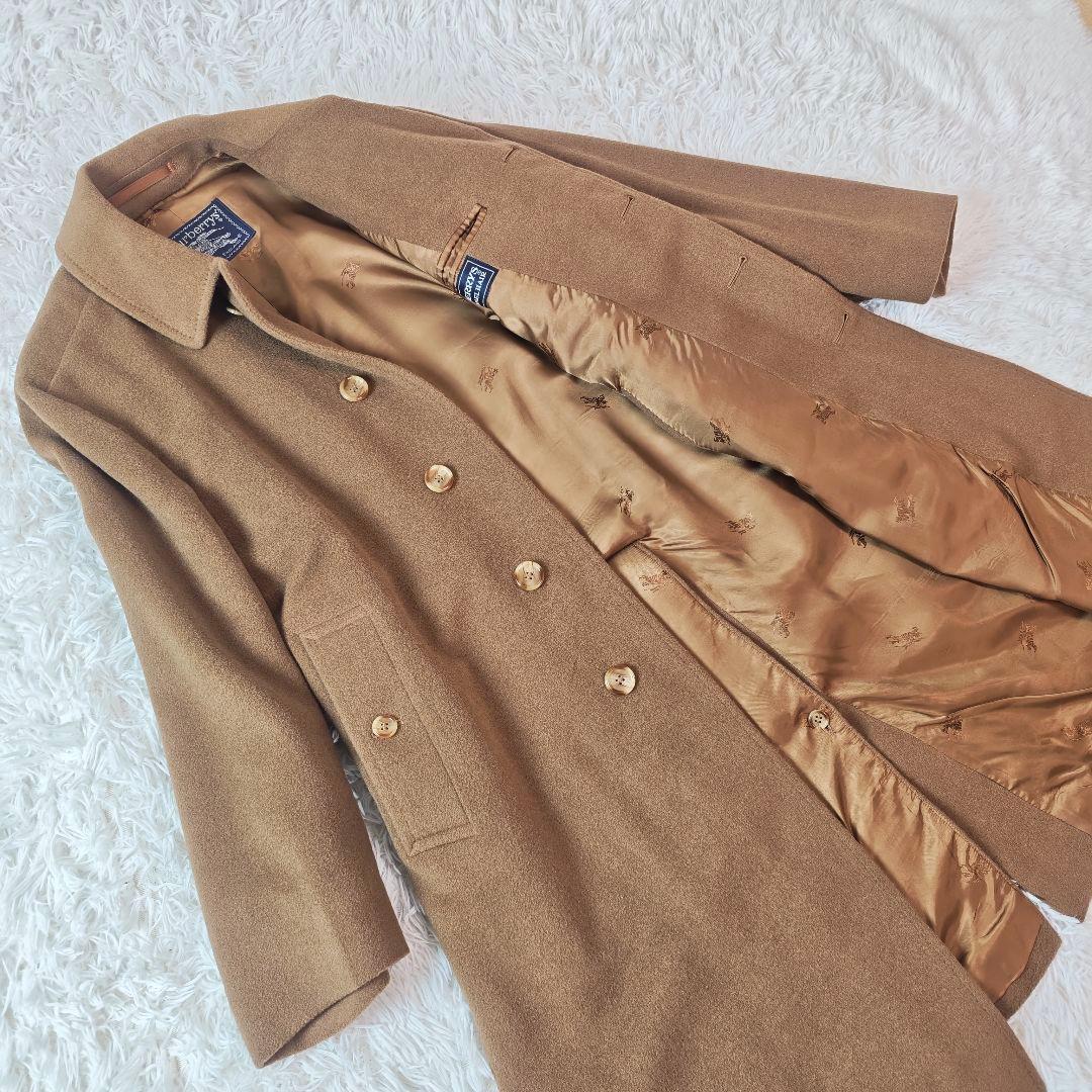 【希少】バーバリー 英国製 キャメルヘア ロングコート 茶　メンズL-XL