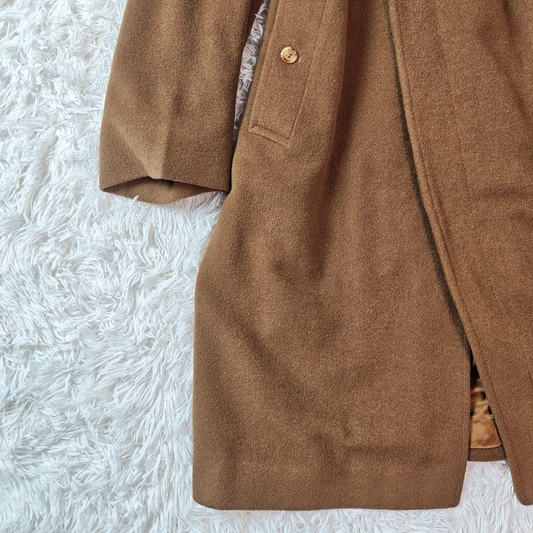【希少】バーバリー 英国製 キャメルヘア ロングコート 茶　メンズL-XL