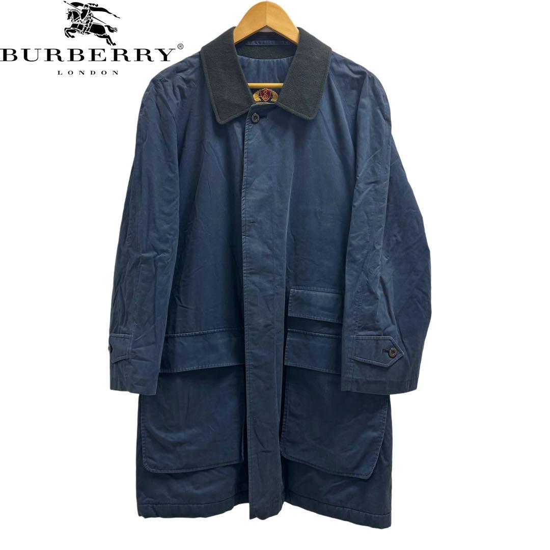 90s Burberry バブアー　コート ネイビー　ロゴ刺繍　激レア