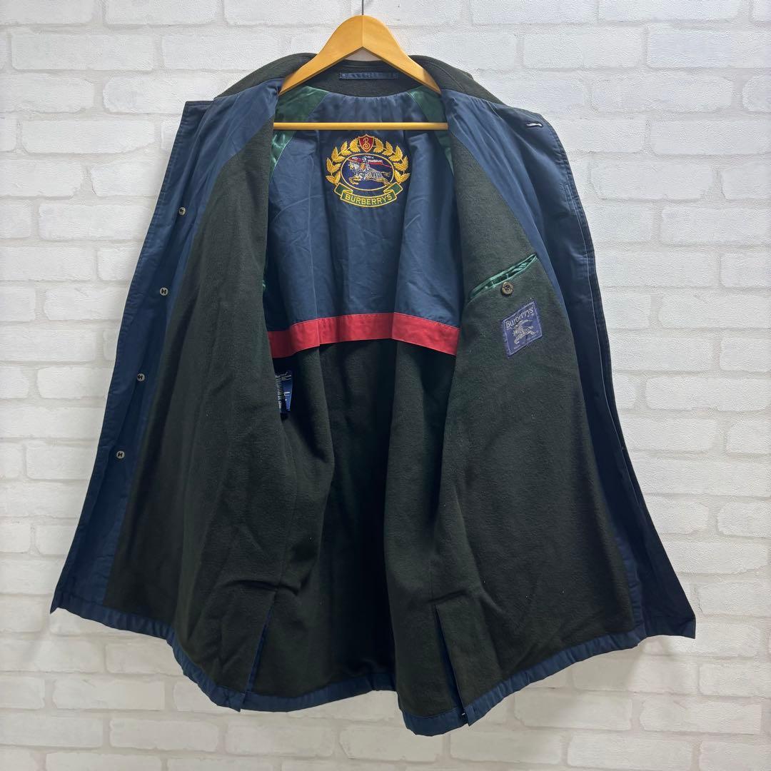90s Burberry バブアー　コート ネイビー　ロゴ刺繍　激レア