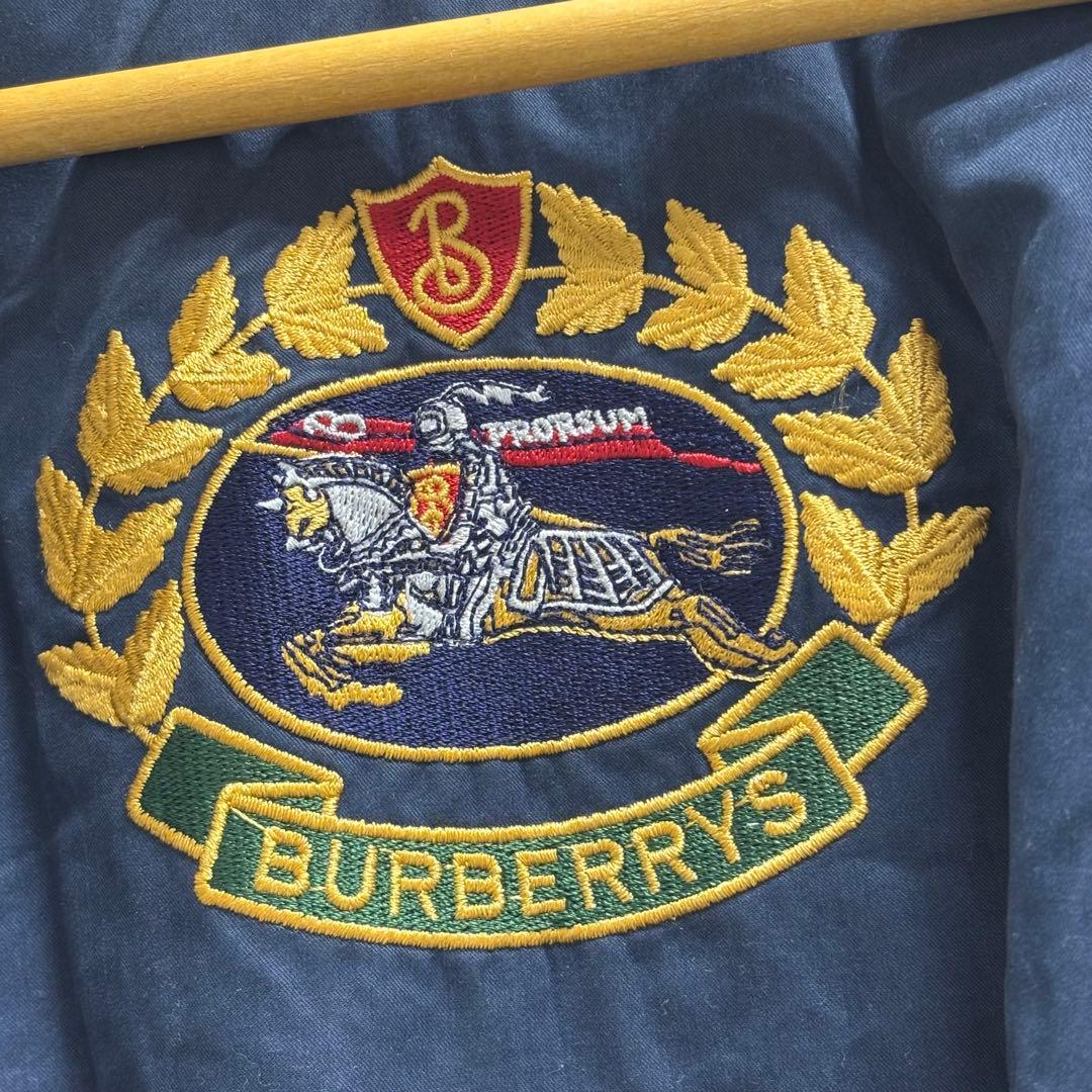 90s Burberry バブアー　コート ネイビー　ロゴ刺繍　激レア
