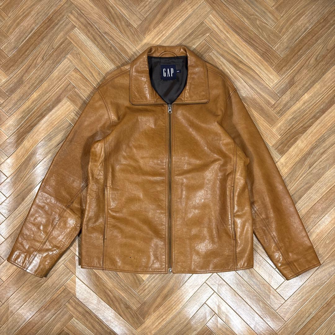 00s OLD GAP レザージャケット 牛革 本革 キャメルブラウン M