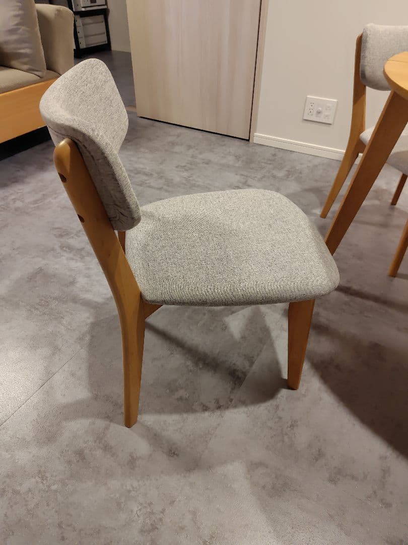 天然木製 グレー ダイニングチェア 1脚