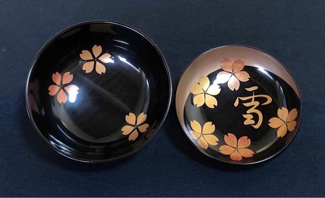 《R》輪島塗 雪月花 煮物椀5客 蒔絵師玉峯 塗師静峰 共箱 260128く2