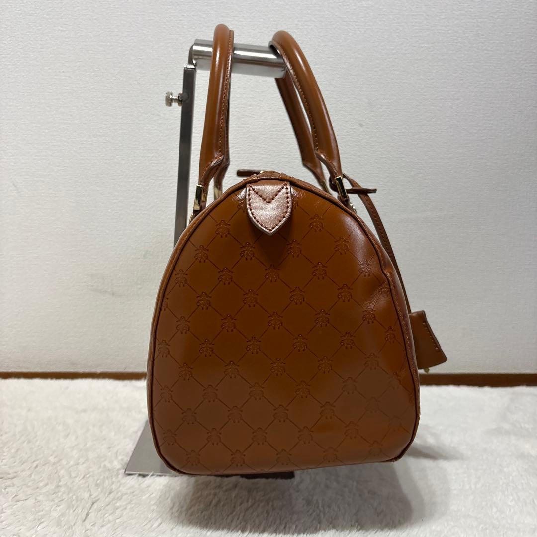 ブルックスブラザーズ　ミニボストンバッグ　パドロック付　ゴールデンフリース型押し
