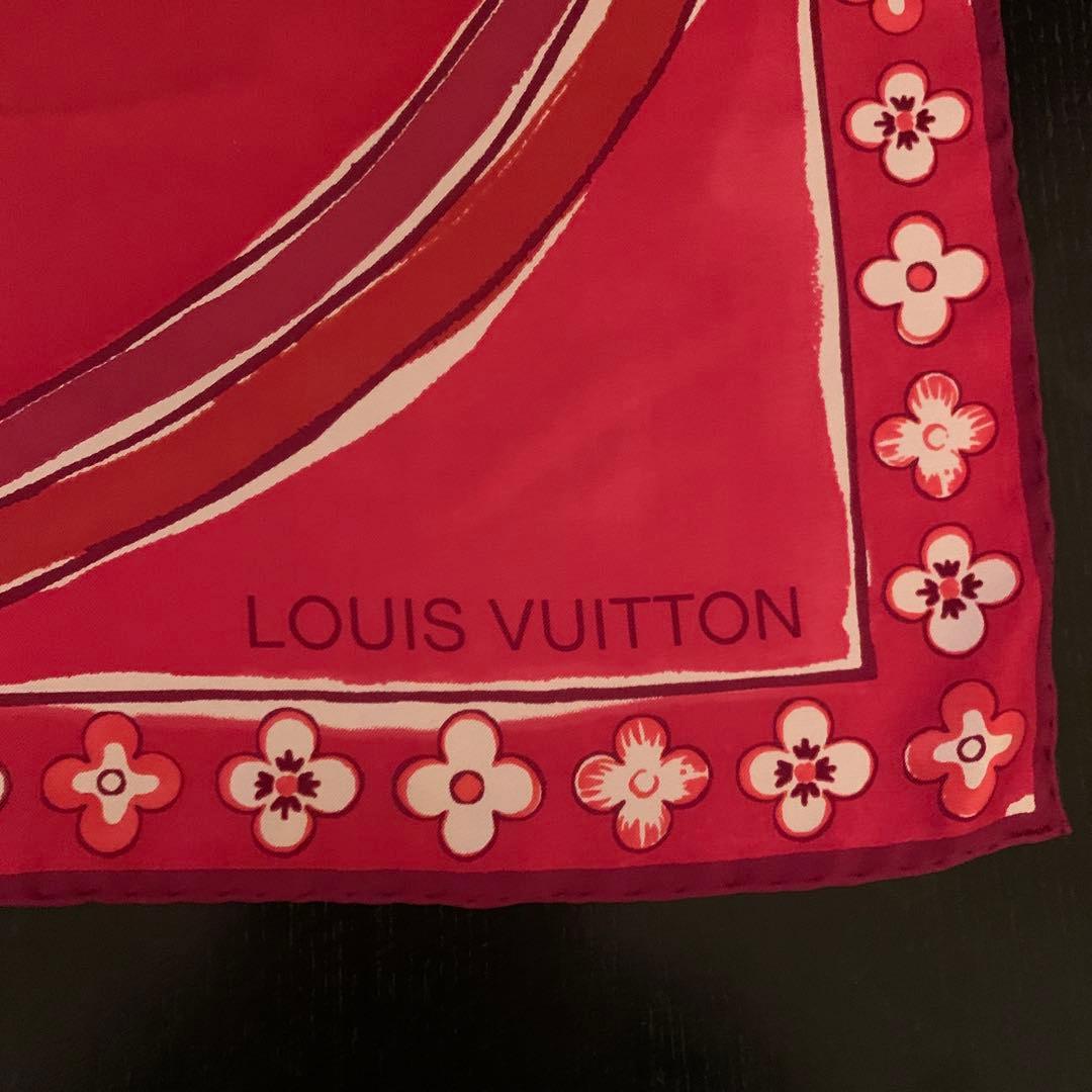 ジュンコ　LOUIS VUITTON フラワー スカーフ 赤