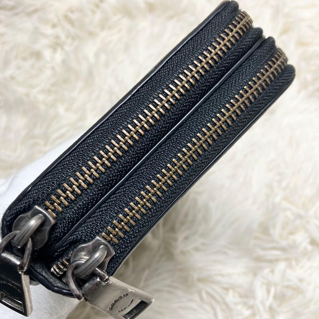【美品】 COACH オーガナイザー シグネチャー チャコール