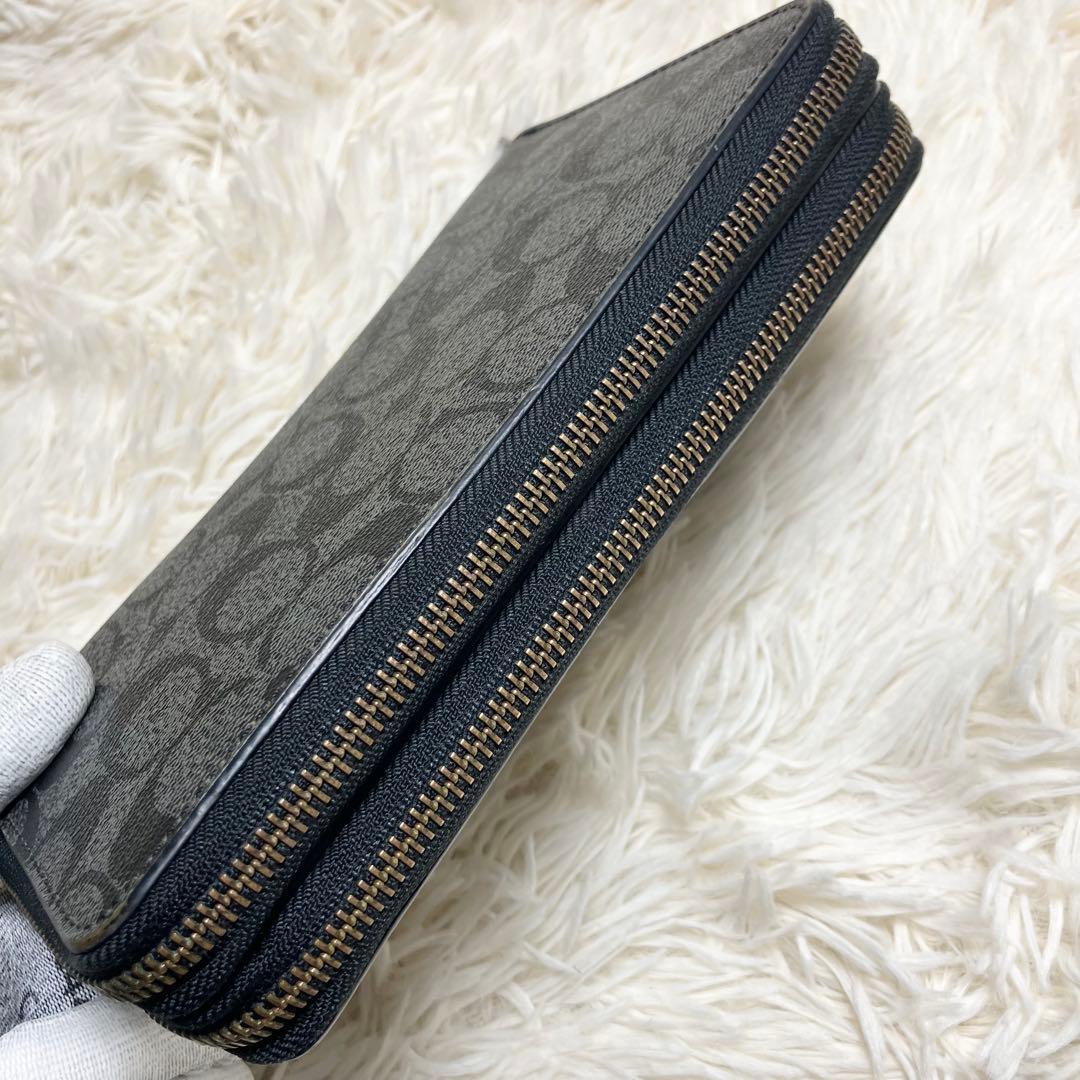 【美品】 COACH オーガナイザー シグネチャー チャコール