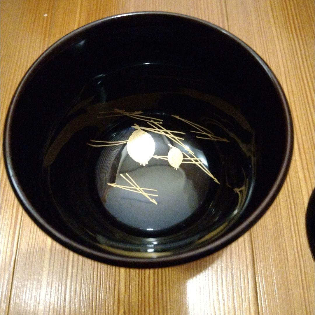 箸洗　松葉蒔絵　黒塗　１０人前