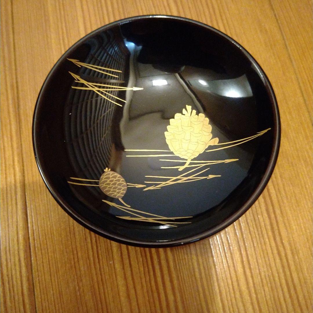 箸洗　松葉蒔絵　黒塗　１０人前