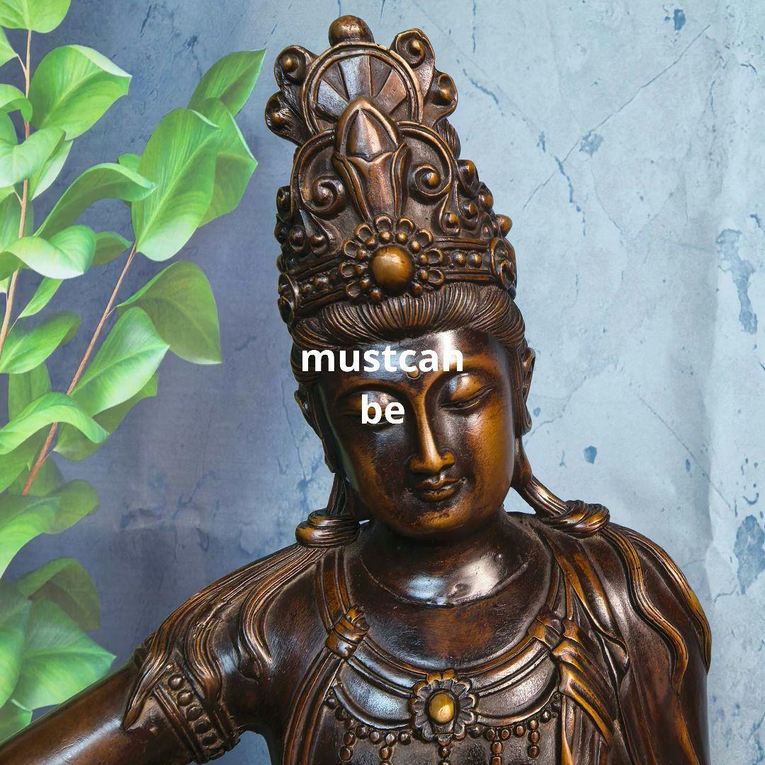 銅製 仏像 自在観音菩薩像 縁起物 茶台 客間 仏間 工芸品 置物