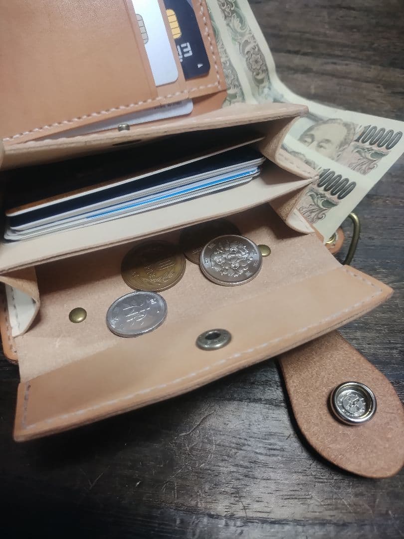 12cm LeatherChaen付■Middle Leather Wallet