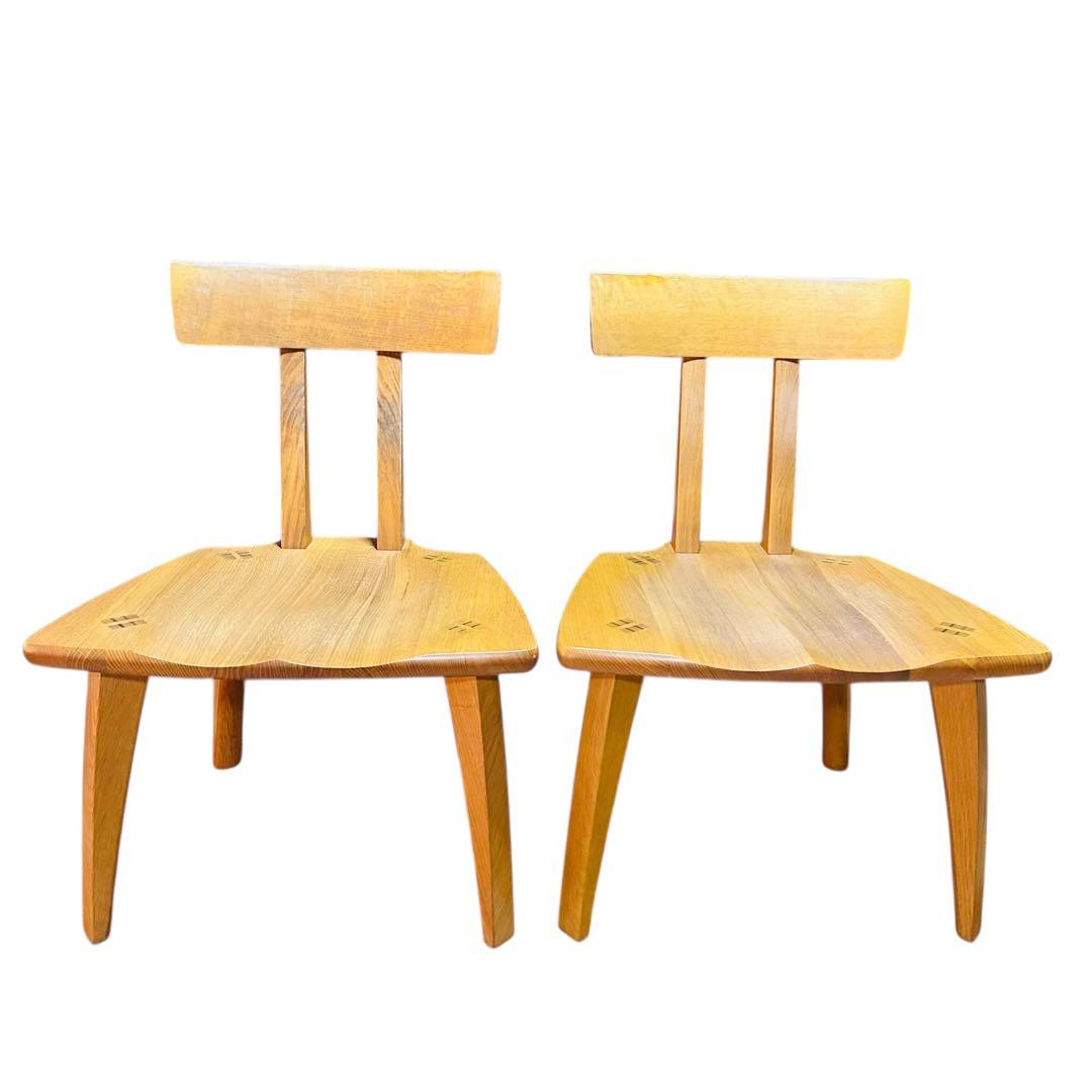 超希少 飛騨産業 円空 ダイニングチェア×2 キツツキ 敏光 テーブル別売り ②