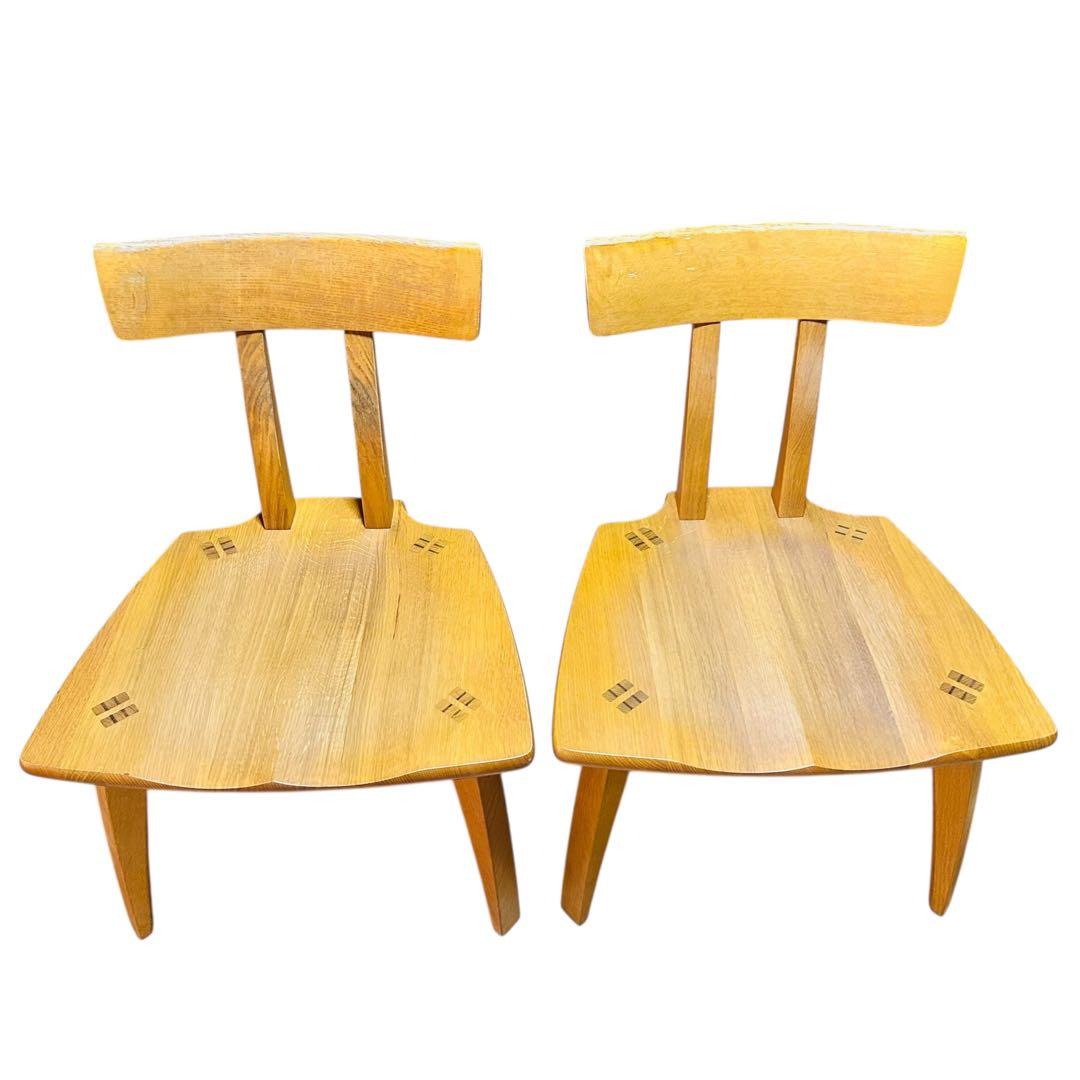 超希少 飛騨産業 円空 ダイニングチェア×2 キツツキ 敏光 テーブル別売り ②