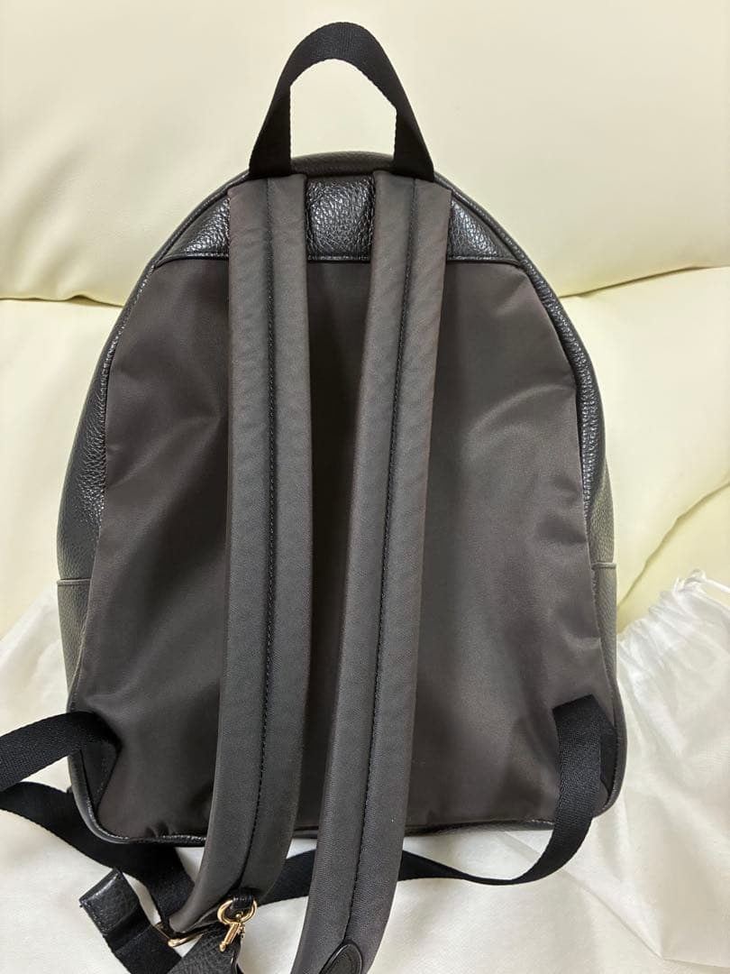 良品 コーチ リュック バックパック PVC レザー シグネチャー 黒
