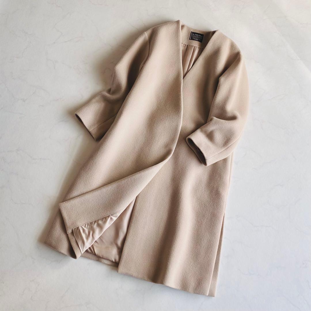 SHIPS IN.TES.PRA ウール カシミヤ ノーラペルコート ベージュ