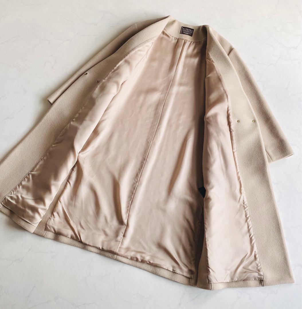 SHIPS IN.TES.PRA ウール カシミヤ ノーラペルコート ベージュ
