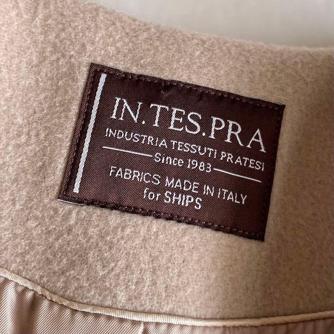 SHIPS IN.TES.PRA ウール カシミヤ ノーラペルコート ベージュ