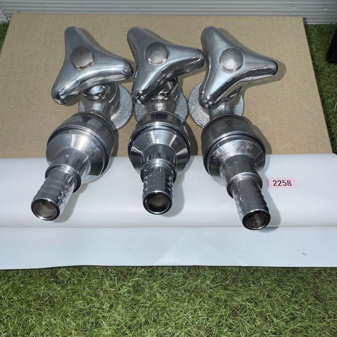 金属製シルバー蛇口 L字型散水用バルブ 3個セット［2258］